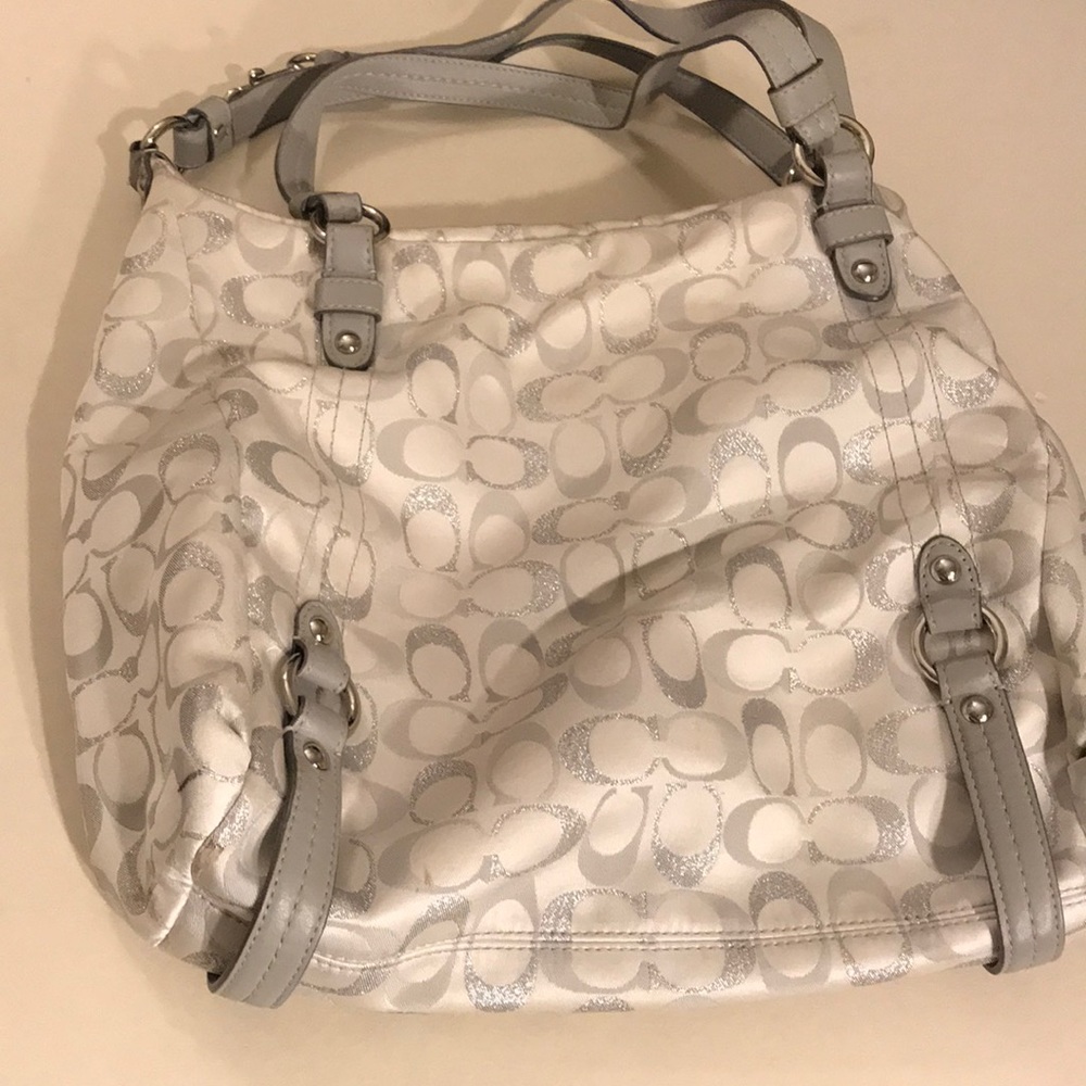Coach silver logo bag with matching wallet